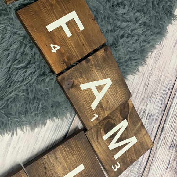 Wood Family Scrabble Pieces Wall Decor - Picture 3 of 6